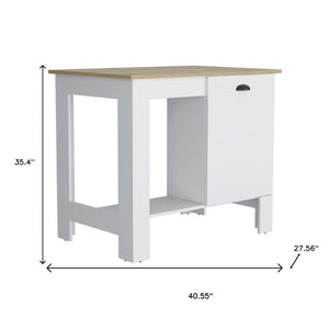 HomeRoots Set of Two Oak and White Wood Kitchen Island and Pantry Cabinet for Stylish, Organized Spaces 526344