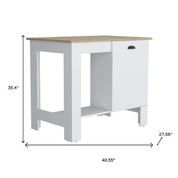 HomeRoots Set of Two Oak and White Wood Kitchen Island and Pantry Cabinet for Stylish, Organized Spaces 526344