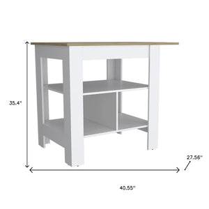 HomeRoots 41" Natural and White Wood Kitchen Island Set – Stylish Storage Solution for Modern Homes! 526345