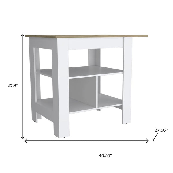 HomeRoots 41" Natural and White Wood Kitchen Island Set – Stylish Storage Solution for Modern Homes! 526345