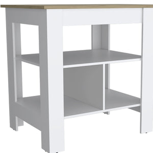 HomeRoots 41" Natural and White Wood Kitchen Island Set – Stylish Storage Solution for Modern Homes! 526345