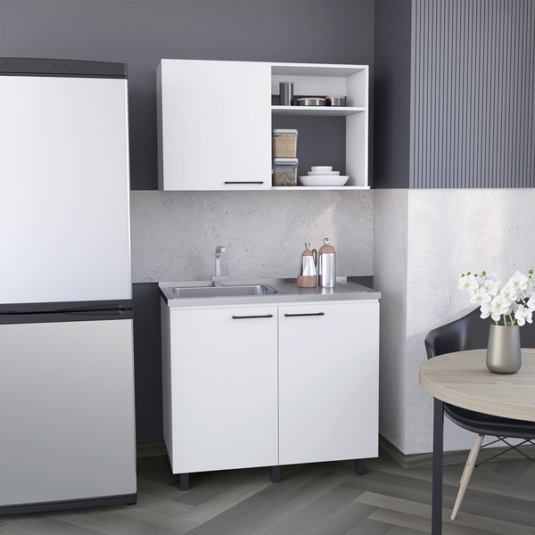 Homeroots 39" White Accent Cabinet With Two Shelves  Manufactured Wood 526346