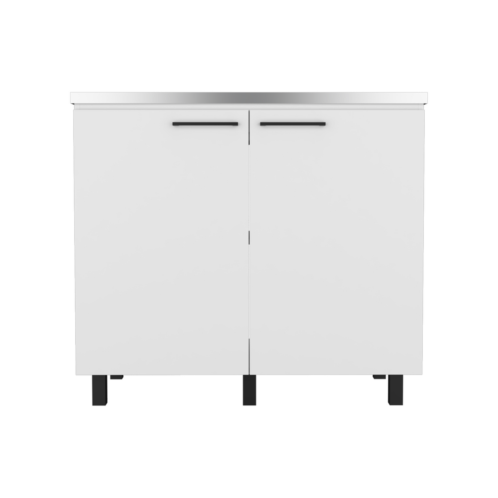 Homeroots 39" White Accent Cabinet With Two Shelves  Manufactured Wood 526346
