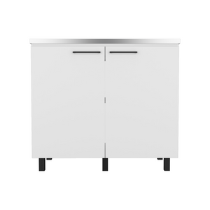 Homeroots 39" White Accent Cabinet With Two Shelves  Manufactured Wood 526346