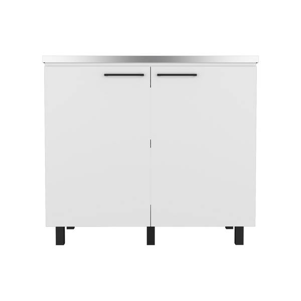 Homeroots 39" White Accent Cabinet With Two Shelves  Manufactured Wood 526346