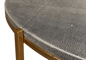 Sarreid Grey Shagreen Coffee Table With Antiqued Brass Base - Elegant Leather Finish & Sturdy Iron Frame Black  52634