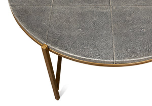 Sarreid Grey Shagreen Coffee Table With Antiqued Brass Base - Elegant Leather Finish & Sturdy Iron Frame Black  52634