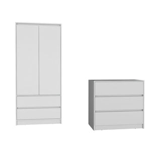 HomeRoots Two Piece White Bedroom Set - Modern Minimalist Design with Ample Storage for Serene Spaces 526357