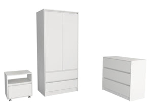 HomeRoots Three Piece White Bedroom Set - Modern Minimalist Ensemble with Ample Storage for Stylish Organization 526358