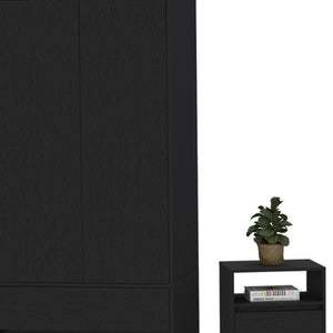HomeRoots Three Piece Black Bedroom Set – Modern Style with Durable Wood, Spacious Storage & Sleek Metal Accents 526360