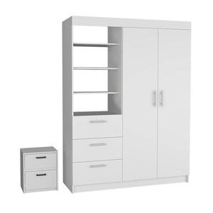 HomeRoots Two Piece White Bedroom Set - Modern Minimalist Design with Ample Storage for Chic Interiors 526361