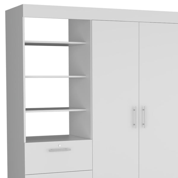 HomeRoots Two Piece White Bedroom Set - Modern Minimalist Design with Ample Storage for Chic Interiors 526361