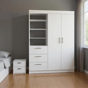 HomeRoots Two Piece White Bedroom Set - Modern Minimalist Design with Ample Storage for Chic Interiors 526361