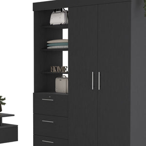 HomeRoots Two Piece Black Bedroom Set - Modern Dresser & Armoire with Ample Storage for Stylish Organization 526362