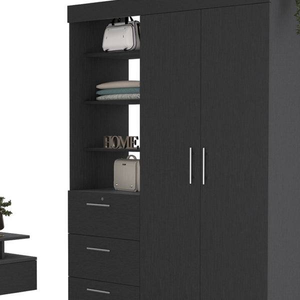HomeRoots Two Piece Black Bedroom Set - Modern Dresser & Armoire with Ample Storage for Stylish Organization 526362