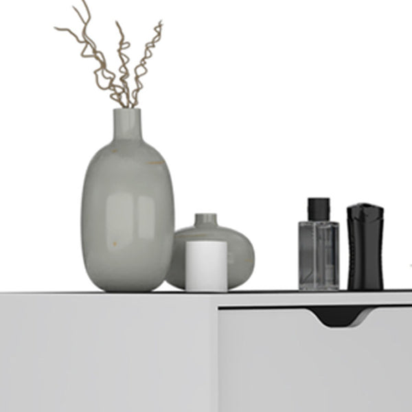 HomeRoots Two Piece White Bedroom Set - Modern Storage Solution with Five Drawers & Versatile Wardrobe Unit 526364