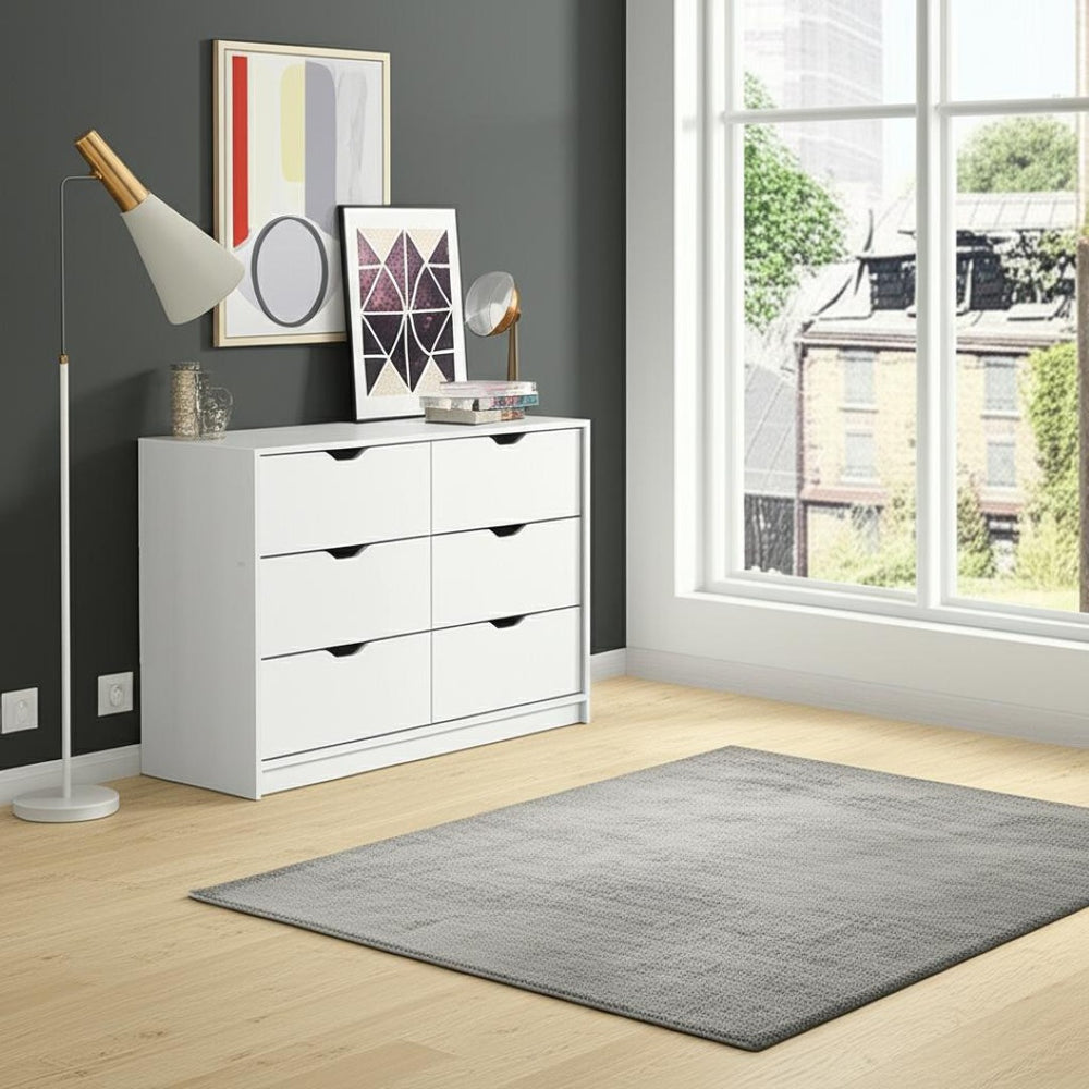 HomeRoots Two Piece White Bedroom Set - Modern Storage Solution with Five Drawers & Versatile Wardrobe Unit 526364