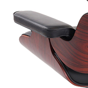 Homeroots 35" Black Tufted Leather And Dark Brown Swivel Lounge Chair With Ottoman   526372