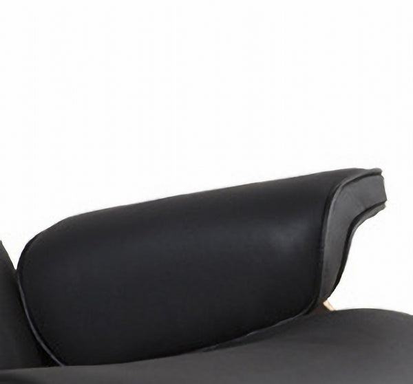 Homeroots 35" Black Tufted Leather And Brown Swivel Lounge Chair With Ottoman   526374