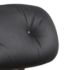 Homeroots 35" Black Tufted Leather And Brown Swivel Lounge Chair With Ottoman   526374