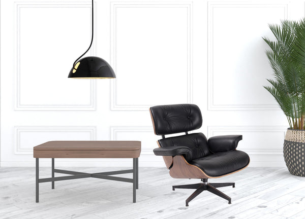 Homeroots 35" Black Tufted Leather And Brown Swivel Lounge Chair With Ottoman   526376