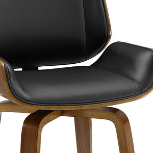 Homeroots Black And Brown Upholstered Faux Leather Curved Back Dining Side Chair  Wood 526379