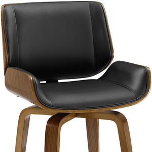 Homeroots Black And Brown Upholstered Faux Leather Curved Back Dining Side Chair  Wood 526379