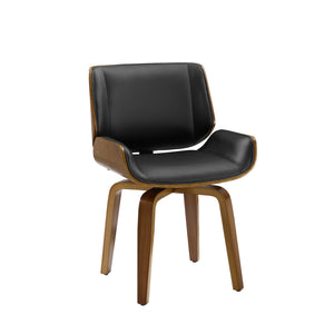 Homeroots Black And Brown Upholstered Faux Leather Curved Back Dining Side Chair  Wood 526379