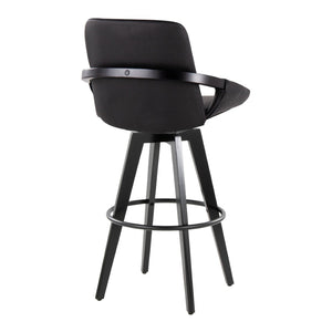 English Elm Fixed-height Swivel Barstools Upholstered Grey Fabric Black Wood Legs Kitchen Set of 2 B202S01896