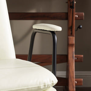 Homeroots 23" Off White Faux Leather And Brown Swivel Arm Chair   526381