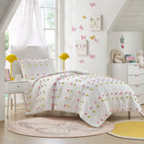 Mi Zone Kids Cora Casual Pompom Clip Jacquard Duvet Cover Set MZK12-270 Pink Multi