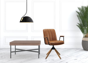 Homeroots 23" Carmel Brown Faux Leather Swivel Arm Chair   526382