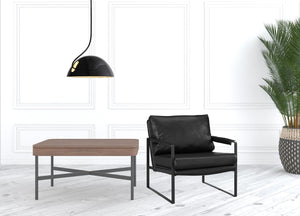 Homeroots 27" Black Faux Leather And Metal Arm Chair   526383