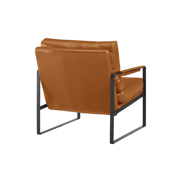 Homeroots 27" Brown Faux Leather And Black Arm Chair   526385