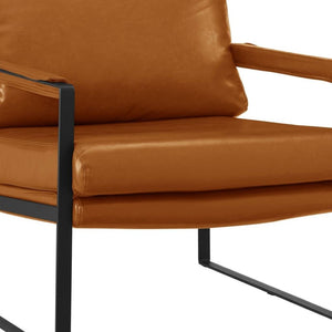 HomeRoots 27" Contemporary Faux Leather Arm Chair for Stylish Comfort and Durable Support in Your Space Brown 526385