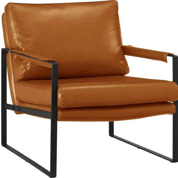 HomeRoots 27" Contemporary Faux Leather Arm Chair for Stylish Comfort and Durable Support in Your Space Brown 526385