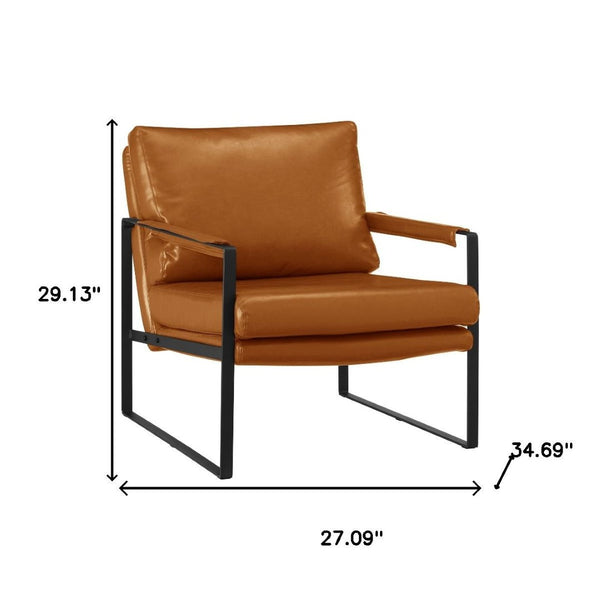 HomeRoots 27" Contemporary Faux Leather Arm Chair for Stylish Comfort and Durable Support in Your Space Brown 526385
