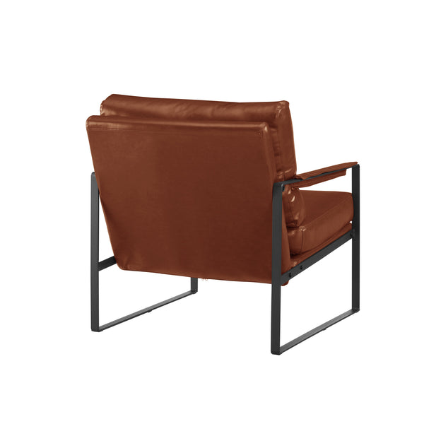 Homeroots 27" Dark Brown Faux Leather And Black Arm Chair   526387