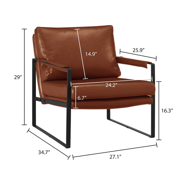 Homeroots 27" Dark Brown Faux Leather And Black Arm Chair   526387