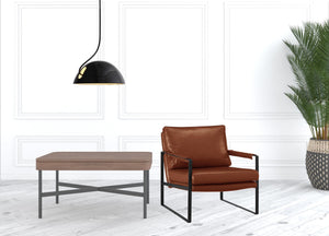 Homeroots 27" Dark Brown Faux Leather And Black Arm Chair   526387