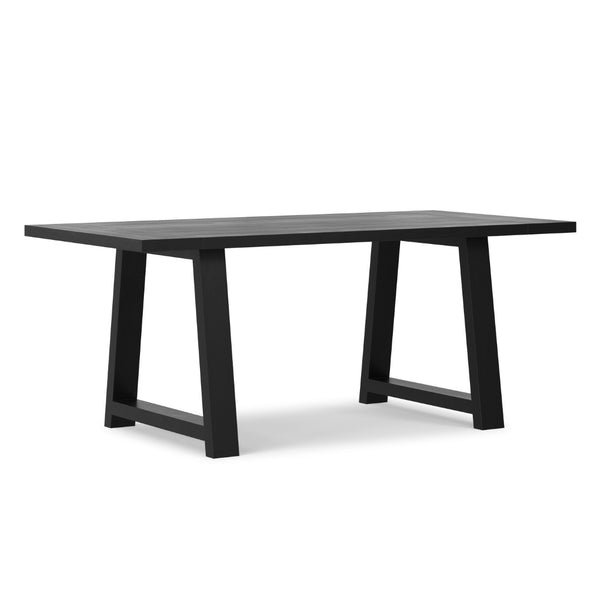 English Elm Whitley Solid Mango Wood Farmhouse Dining Table Trestle Base Seats Six Black B136P420749