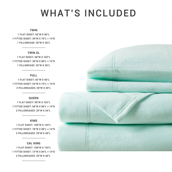 English Elm 3 Pcs Twin Sheet Set - Luxurious Aqua Microfleece For Cozy Comfort, Easy Care & Stylish Design B035P319752