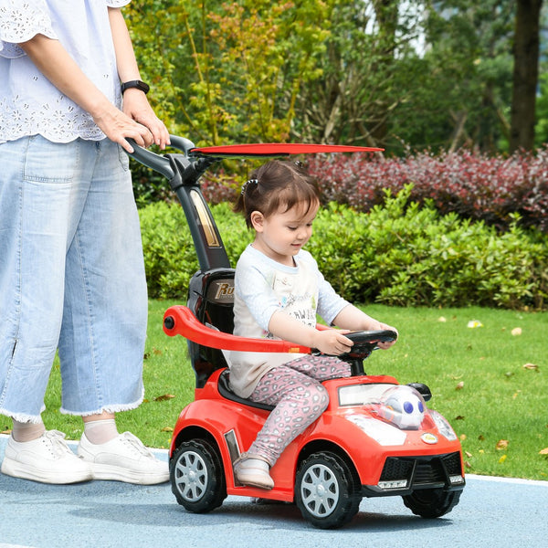 English Elm Qaba 3 in 1 Toddler Ride on Push Car with Canopy Robot Theme and Music Red W2225P229328