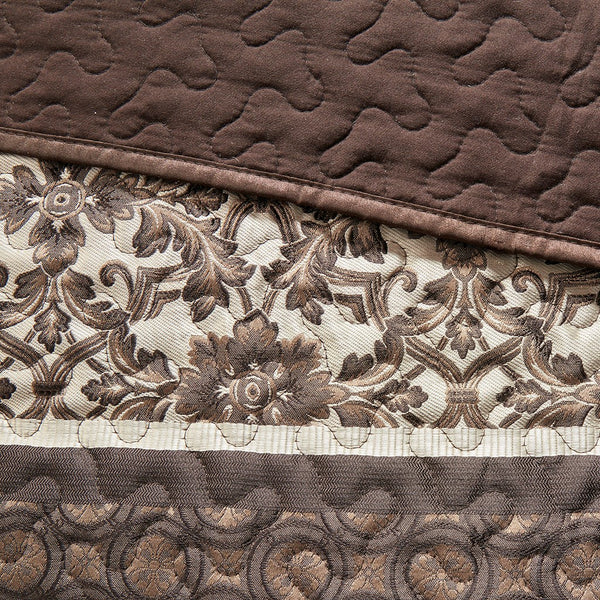 English Elm 5 Piece Reversible Jacquard Bedspread Set Red Queen – Madison Park Princeton Leaf Medallion Chic Bedding B035129055