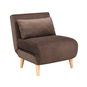 Homeroots 27" Brown And Natural Plush Upholstered Convertible Chair And Toss Pillow   526452