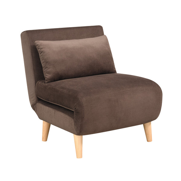 Homeroots 27" Brown And Natural Plush Upholstered Convertible Chair And Toss Pillow   526452