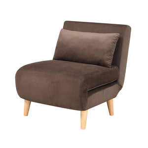 Homeroots 27" Brown And Natural Plush Upholstered Convertible Chair And Toss Pillow   526452