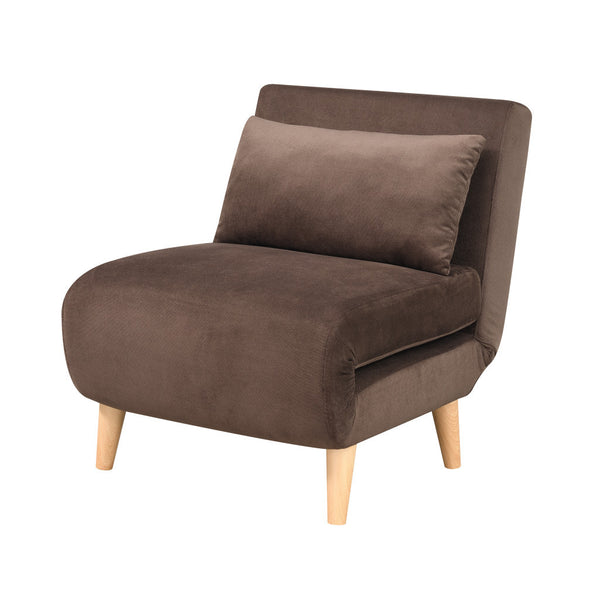 Homeroots 27" Brown And Natural Plush Upholstered Convertible Chair And Toss Pillow   526452