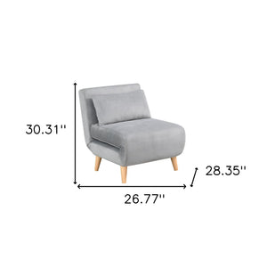 Homeroots 27" Light Gray And Natural Plush Upholstered Convertible Chair And Toss Pillow   526453