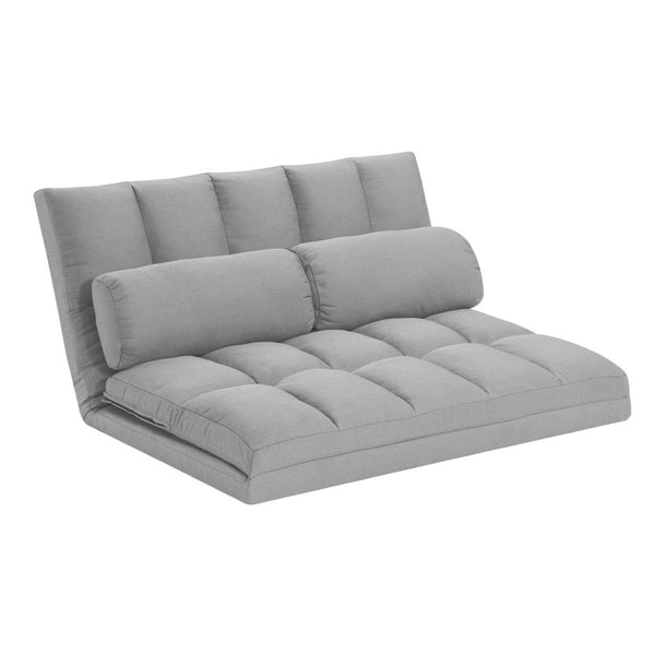 HomeRoots 45" Gray Convertible Futon Loveseat with Toss Pillows – Stylish, Space-Saving Design for Any Room! 526457